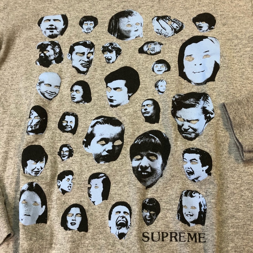 Supreme Faces Long Sleeve Gray T-Shirt Sz Small - Picture 2 of 4